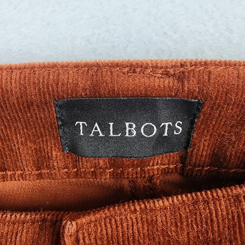 Talbots Corduroy Straight Leg Pants Womens 6 Orange Curvy Stretch 5 Pocket